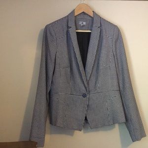 Woman’s Houndstooth Print Notched Collar Blazer